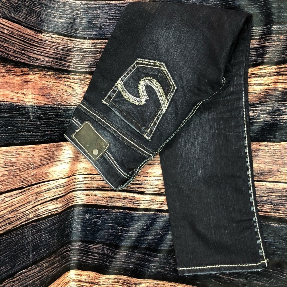 Silver Suki High Capri Jeans Sz 25 Dark Blue Denim - Picture 2 of 5